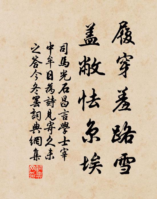司马光履穿羞路雪,盖敝怯京埃书法作品欣赏