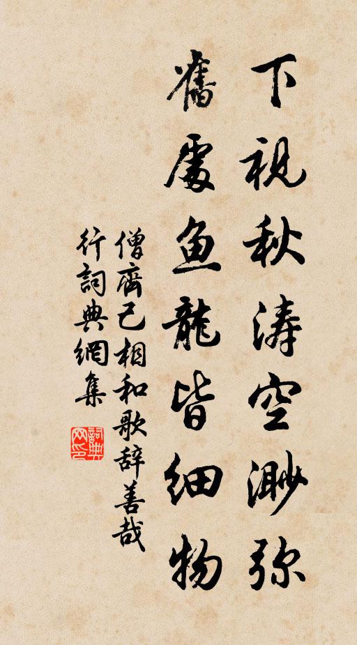 僧齐己下视秋涛空渺弥，旧处鱼龙皆细物书法作品欣赏