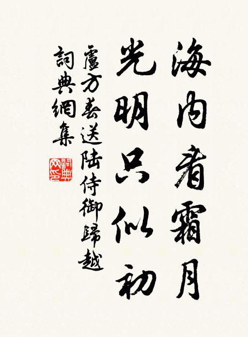 卢方春海内看霜月，光明只似初书法作品欣赏