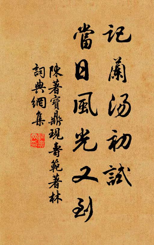 陈著记兰汤初试，当日风光又到书法作品欣赏