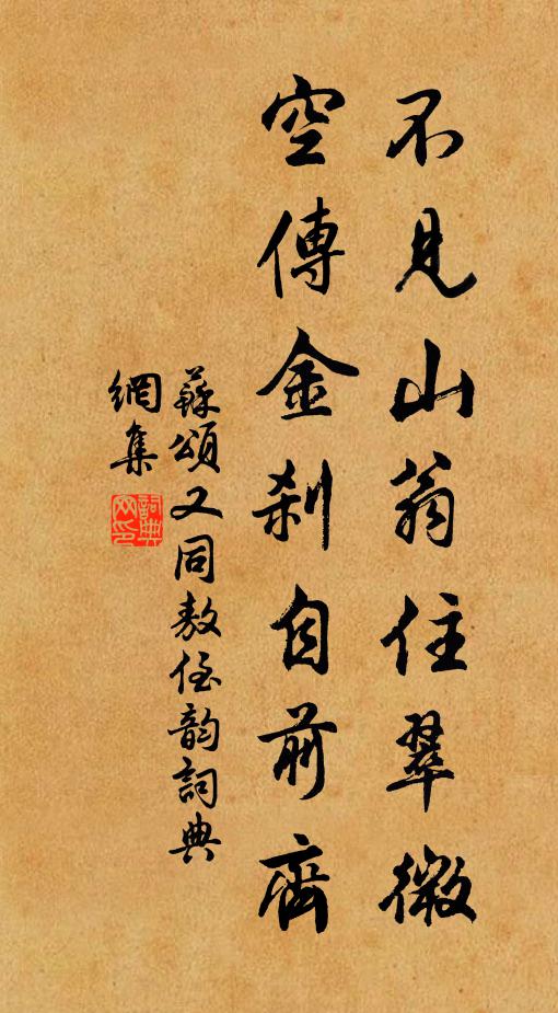 苏颂不见山翁住翠微，空传金刹自前齐书法作品欣赏