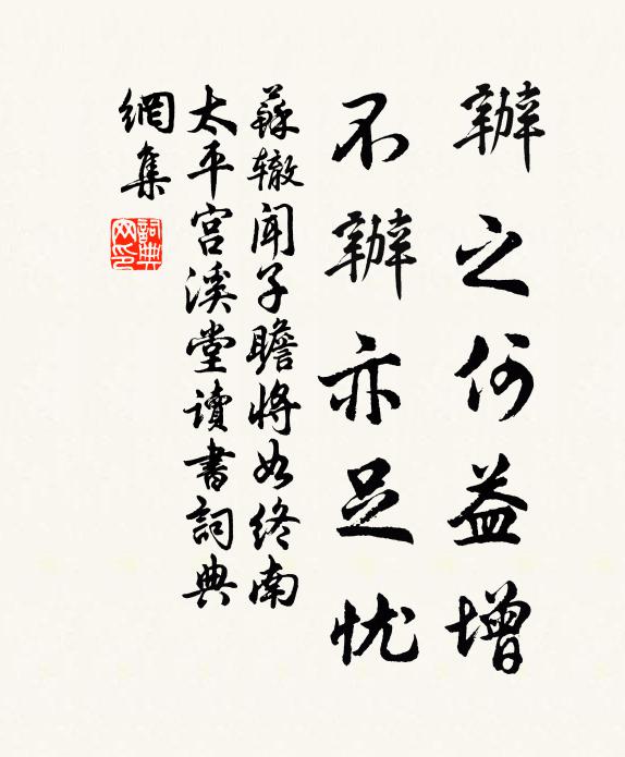苏辙办之何益增，不办亦足忧书法作品欣赏
