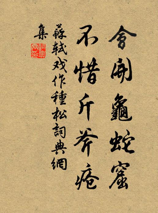 苏轼会开龟蛇窟，不惜斤斧疮书法作品欣赏