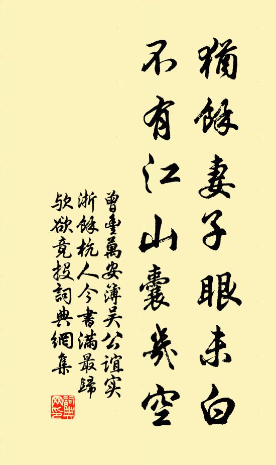 曾丰犹余妻子眼未白，不有江山囊几空书法作品欣赏