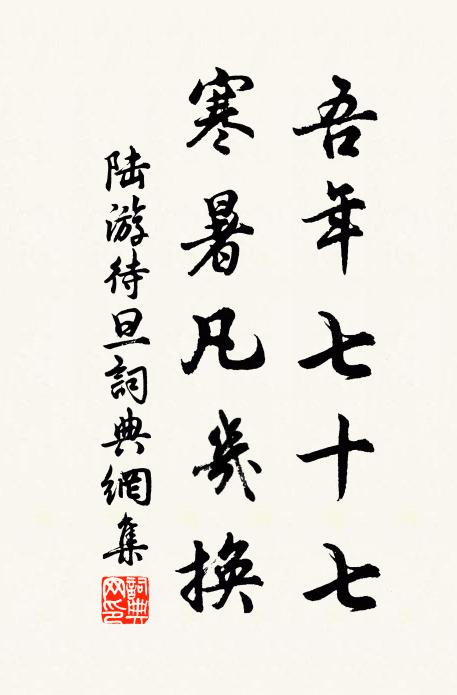 陆游吾年七十七，寒暑凡几换书法作品欣赏