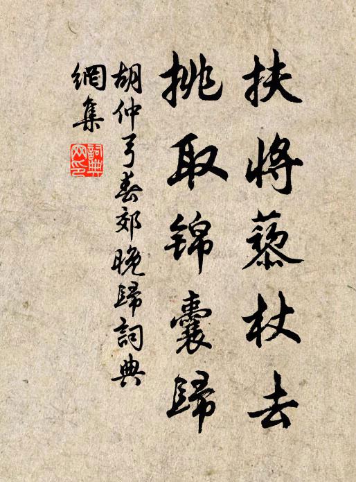 胡仲弓扶将藜杖去，挑取锦囊归书法作品欣赏