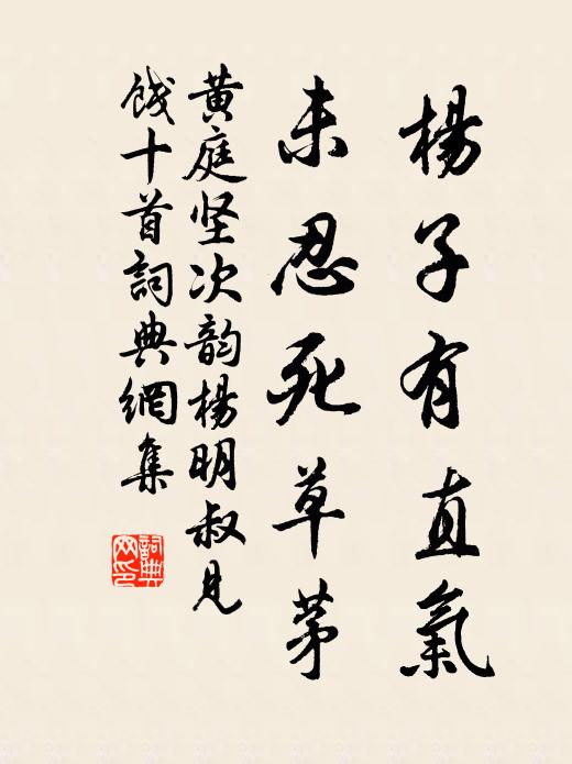 黄庭坚杨子有直气，未忍死草茅书法作品欣赏