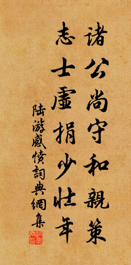 陆游诸公尚守和亲策，志士虚捐少壮年书法作品欣赏