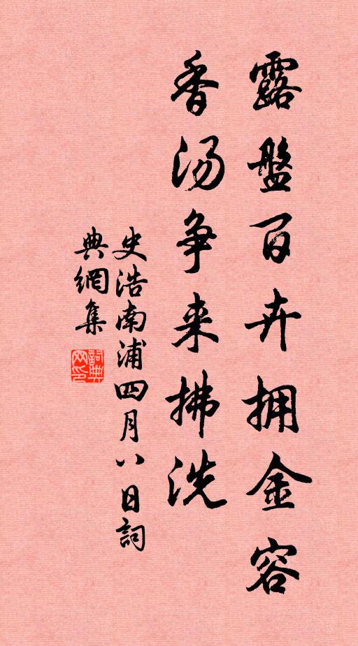 史浩露盘百卉拥金容，香汤争来拂洗书法作品欣赏