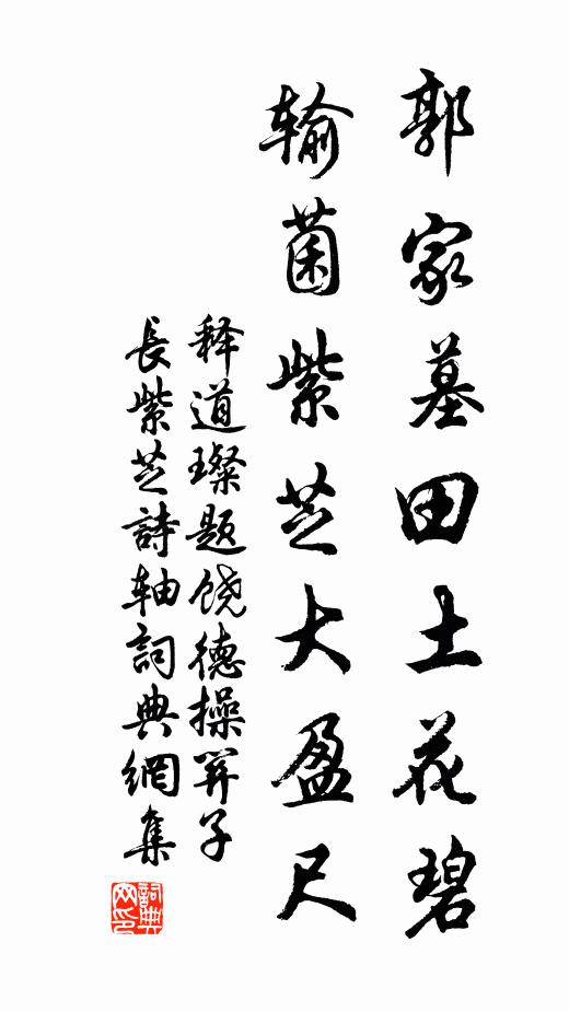 释道璨郭家墓田土花碧，输菌紫芝大盈尺书法作品欣赏