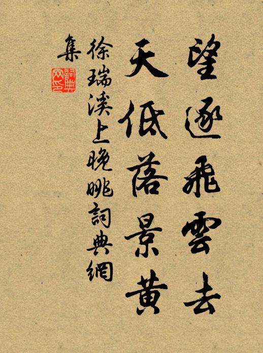 徐瑞望逐飞云去，天低落景黄书法作品欣赏