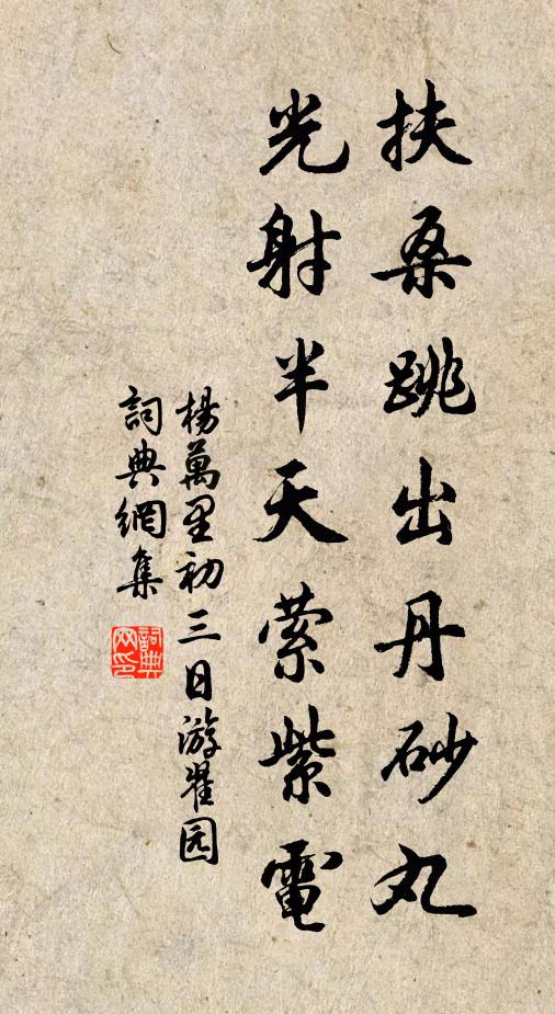 杨万里扶桑跳出丹砂丸，光射半天萦紫电书法作品欣赏