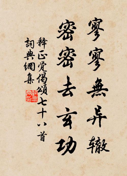 释正觉寥寥无异辙，密密去玄功书法作品欣赏