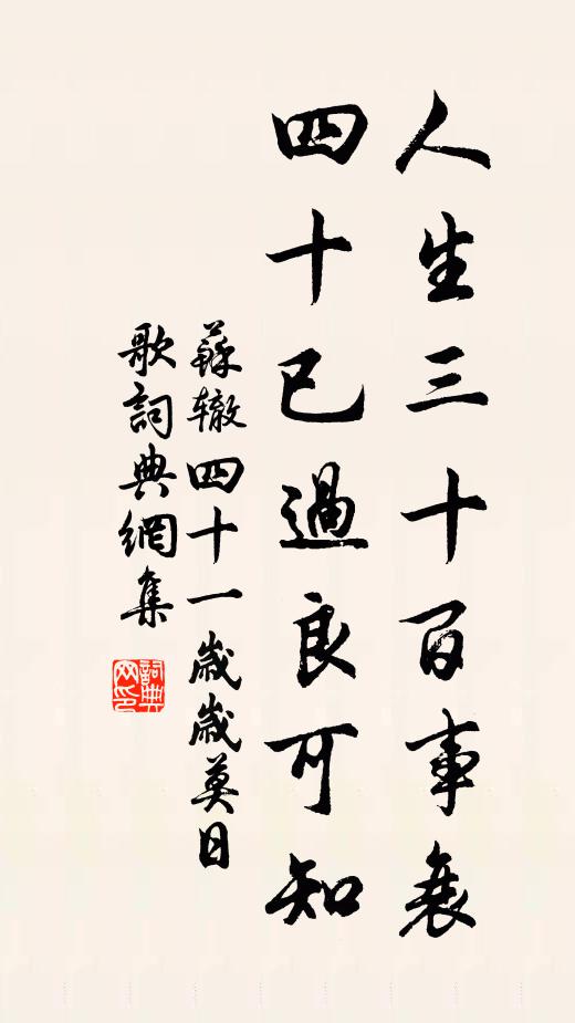 苏辙人生三十百事衰，四十已过良可知书法作品欣赏