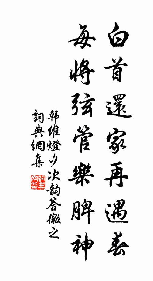韩维白首还家再遇春，每将弦管乐脾神书法作品欣赏