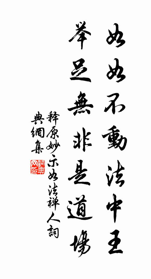 释原妙如如不动法中王，举足无非是道场书法作品欣赏