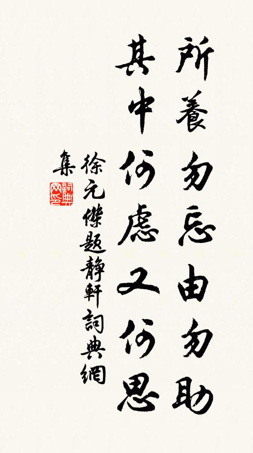 徐元杰所养勿忘由勿助，其中何虑又何思书法作品欣赏