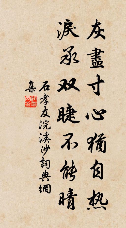 石孝友灰尽寸心犹自热，泪承双睫不能晴书法作品欣赏
