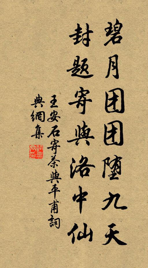 王安石碧月团团堕九天，封题寄与洛中仙书法作品欣赏