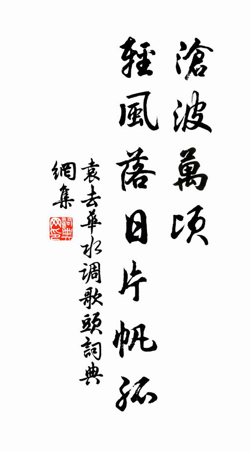 袁去华沧波万顷，轻风落日片帆孤书法作品欣赏