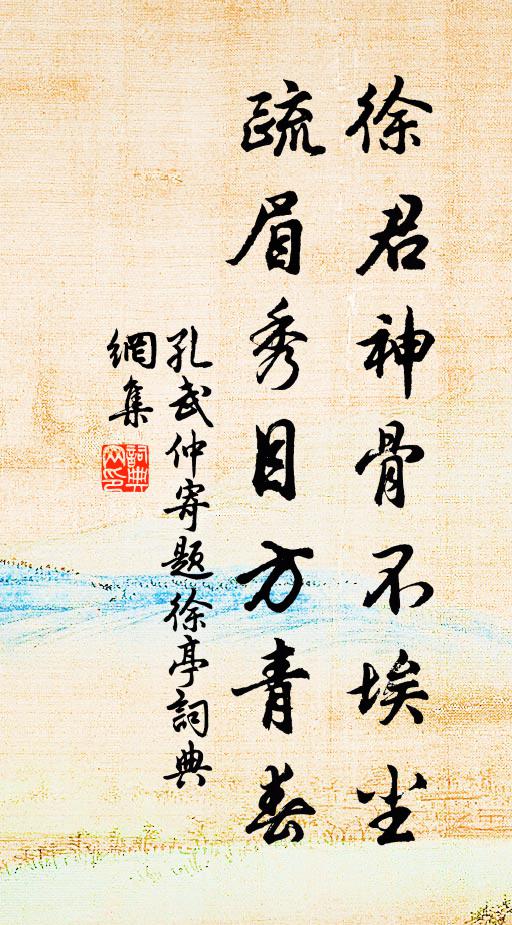 孔武仲徐君神骨不埃尘，疏眉秀目方青春书法作品欣赏