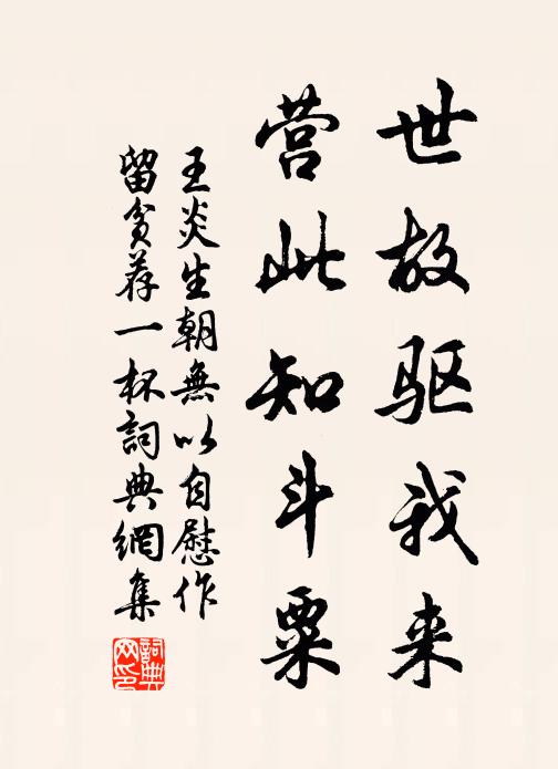 王炎世故驱我来，营此知斗粟书法作品欣赏