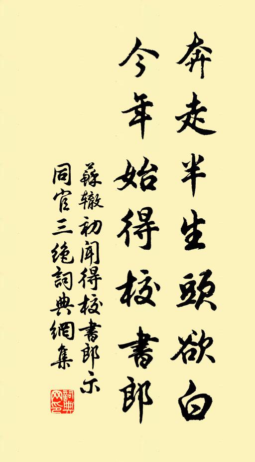 苏辙奔走半生头欲白，今年始得校书郎书法作品欣赏