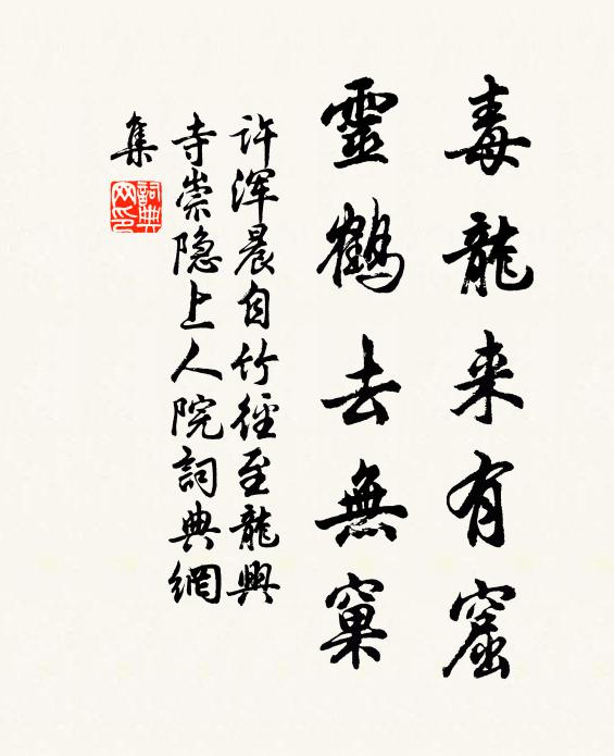 许浑毒龙来有窟，灵鹤去无窠书法作品欣赏