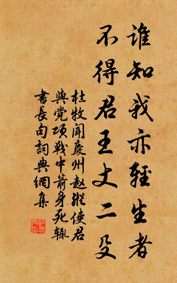 杜牧谁知我亦轻生者，不得君王丈二殳书法作品欣赏