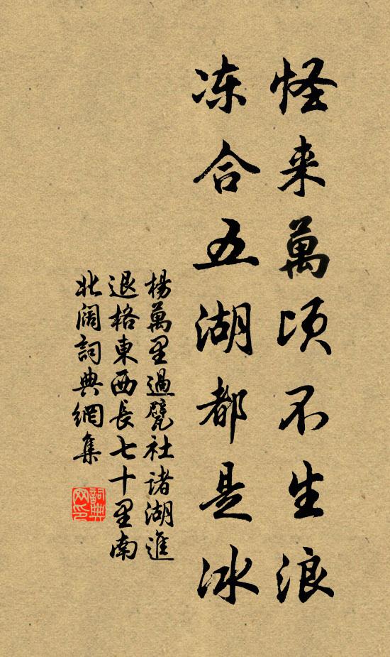 杨万里怪来万顷不生浪，冻合五湖都是冰书法作品欣赏
