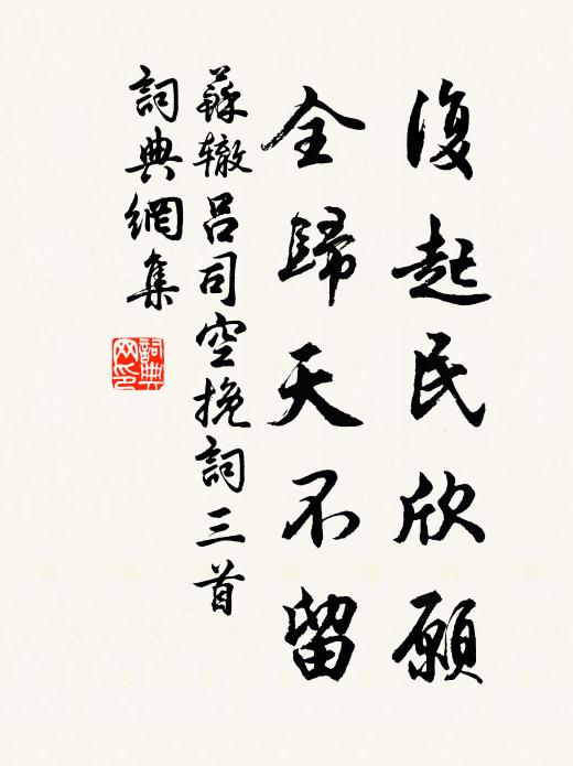 苏辙复起民欣愿，全归天不留书法作品欣赏