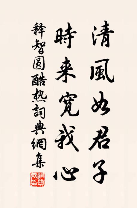 释智圆清风如君子，时来宽我心书法作品欣赏