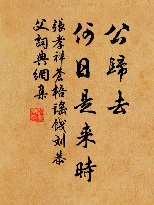张孝祥公归去，何日是来时书法作品欣赏