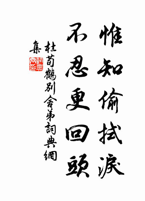 杜荀鹤惟知偷拭泪，不忍更回头书法作品欣赏