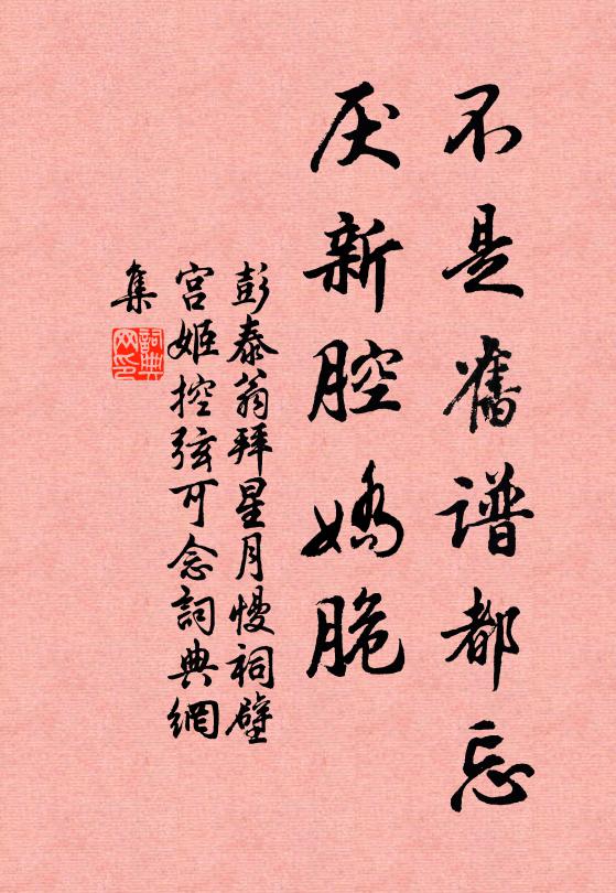 彭泰翁不是旧谱都忘，厌新腔娇脆书法作品欣赏