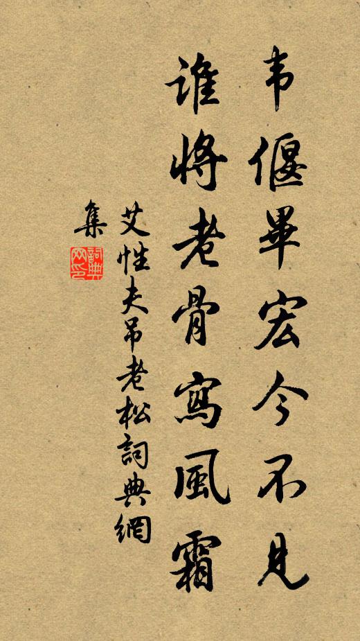 艾性夫韦偃毕宏今不见，谁将老骨写风霜书法作品欣赏