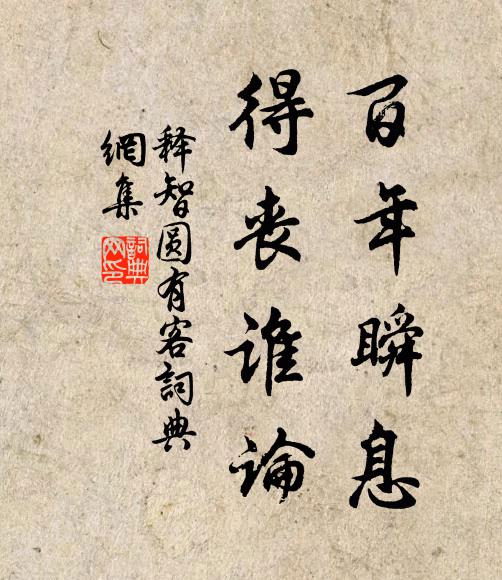 释智圆百年瞬息，得丧谁论书法作品欣赏