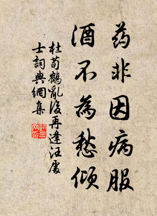 杜荀鹤药非因病服，酒不为愁倾书法作品欣赏