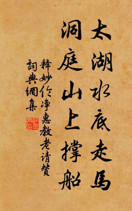 释妙伦太湖水底走马，洞庭山上撑船书法作品欣赏