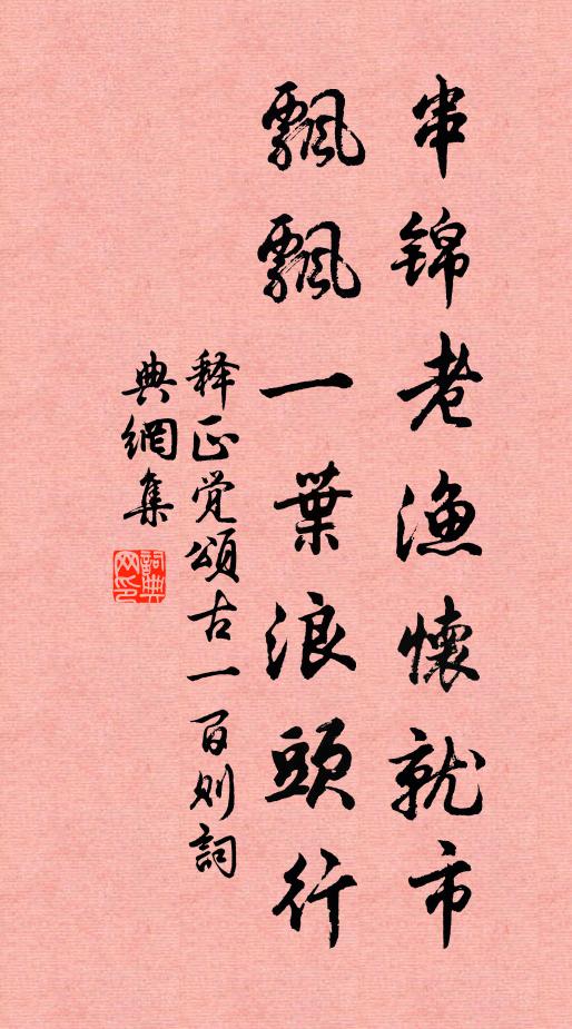 释正觉串锦老渔怀就市，飘飘一叶浪头行书法作品欣赏