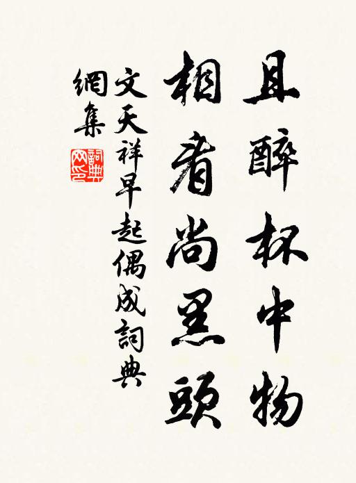 文天祥且醉杯中物，相看尚黑头书法作品欣赏