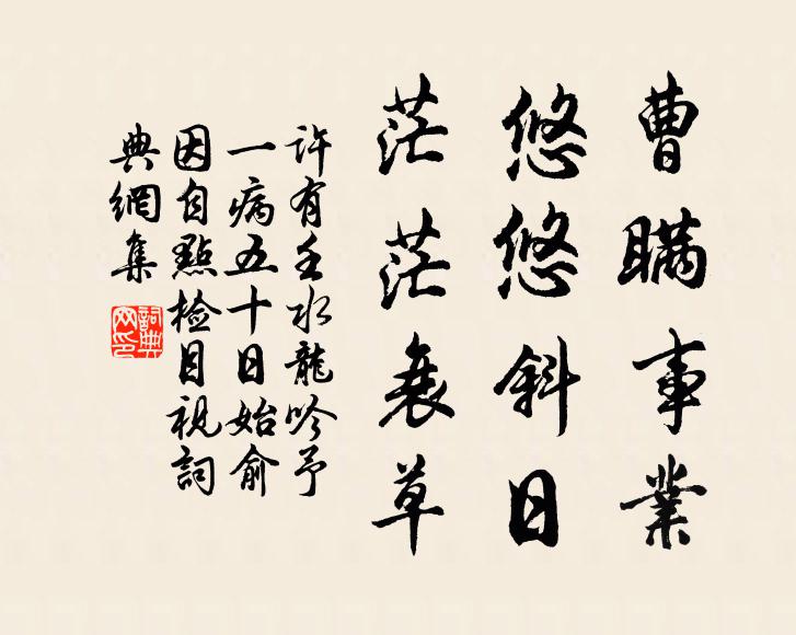 许有壬曹瞒事业，悠悠斜日，茫茫衰草书法作品欣赏