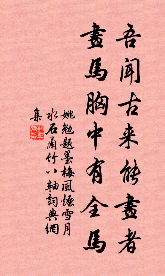 姚勉吾闻古来能画者，画马胸中有全马书法作品欣赏