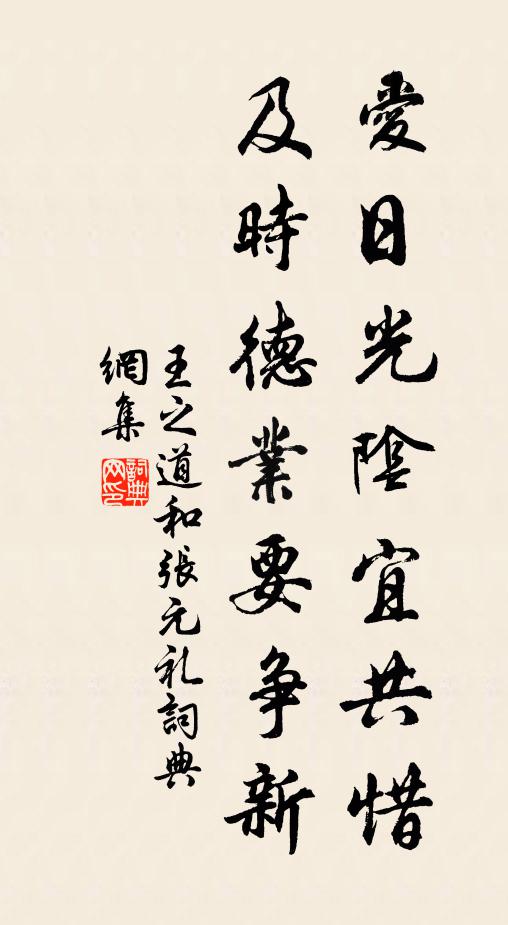 王之道爱日光阴宜共惜，及时德业要争新书法作品欣赏