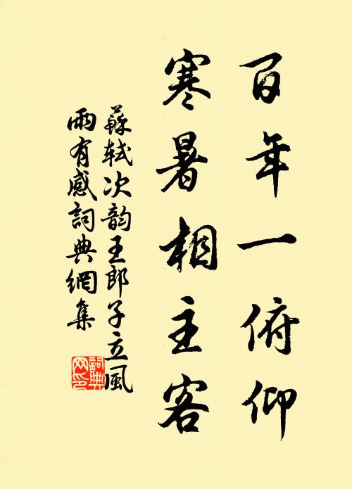 苏轼百年一俯仰，寒暑相主客书法作品欣赏