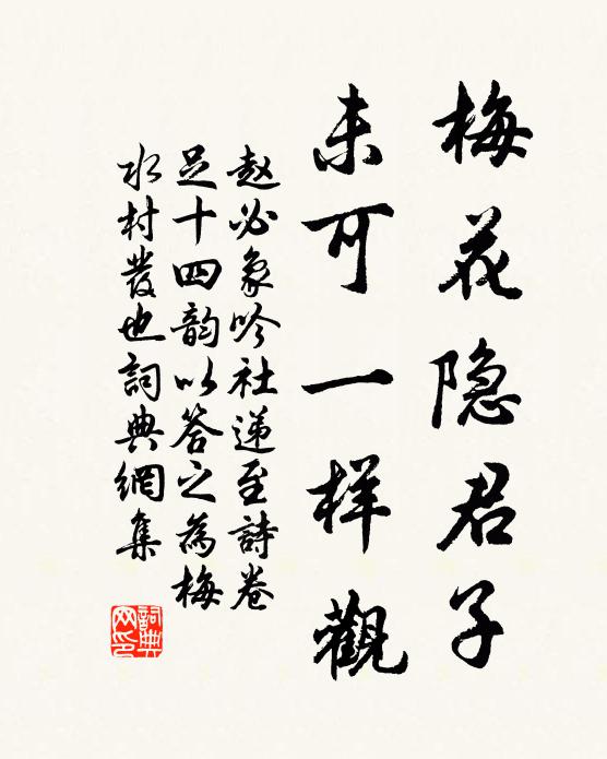 赵必象梅花隐君子，未可一样观书法作品欣赏