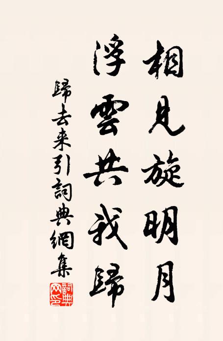 佚名相见旋明月，浮云共我归书法作品欣赏