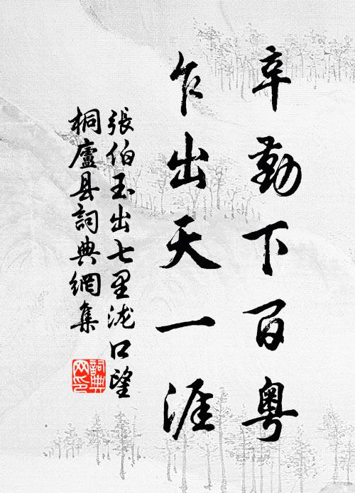张伯玉辛勤下百粤，乍出天一涯书法作品欣赏