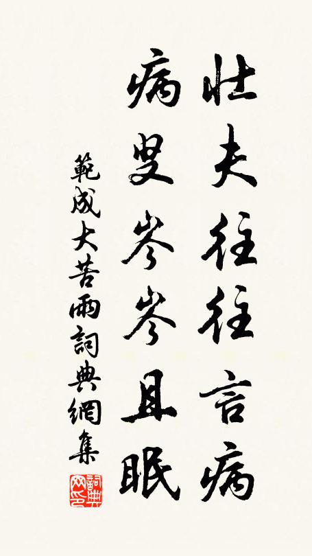 范成大壮夫往往言病，病叟岑岑且眠书法作品欣赏