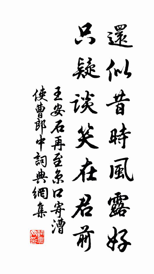 王安石还似昔时风露好，只疑谈笑在君前书法作品欣赏